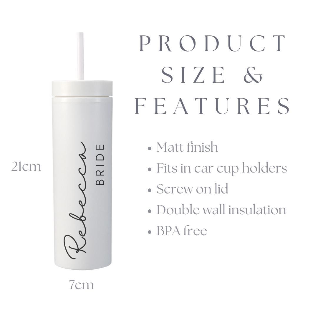 Personalised Skinny Tumbler with Straw
