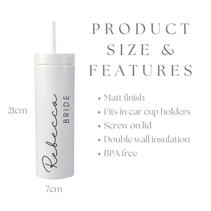 Personalised Skinny Tumbler with Straw