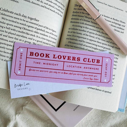 Vintage Theatre Ticket Bookmark: Book Lovers Club - Digital Download