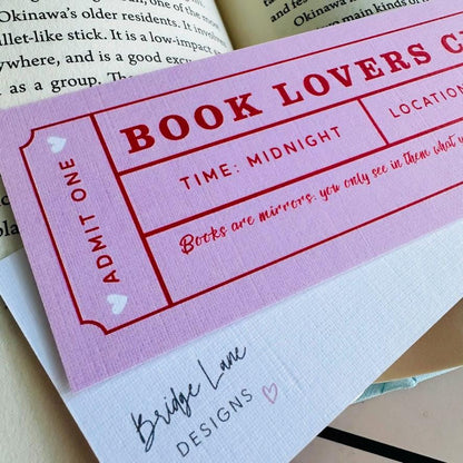 Vintage Theatre Ticket Bookmark: Book Lovers Club - Digital Download