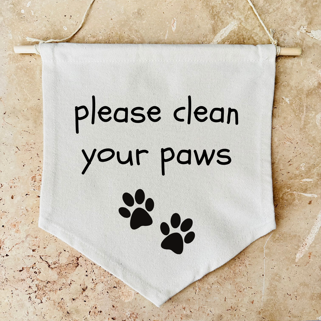 Please Clean Your Paws Canvas Banner