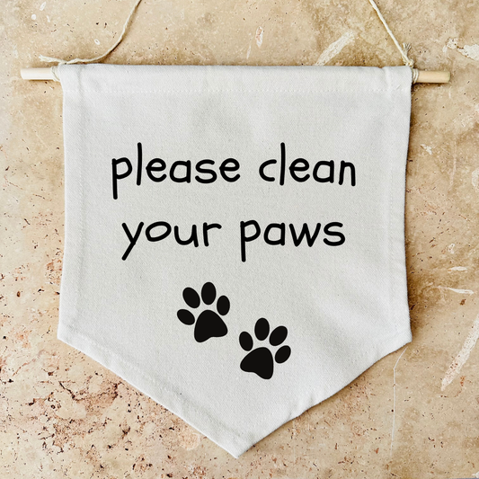 Please Clean Your Paws Canvas Banner