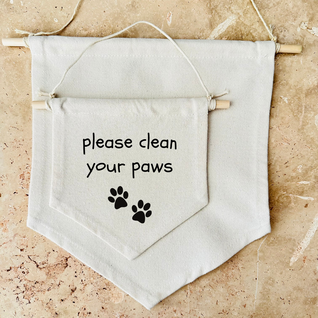 Please Clean Your Paws Canvas Banner