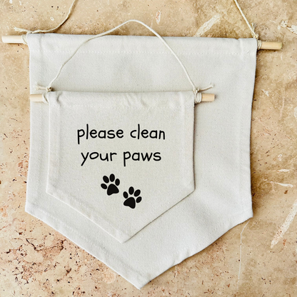 Please Clean Your Paws Canvas Banner