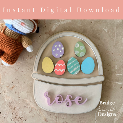 Faux Stitch Layered Easter Basket with Eggs - Digital Download
