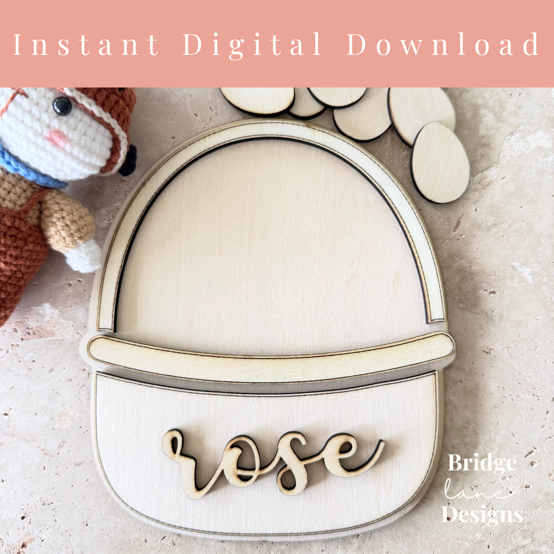 Faux Stitch Layered Easter Basket with Eggs - Digital Download