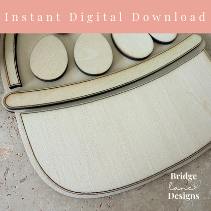 Faux Stitch Layered Easter Basket with Eggs - Digital Download