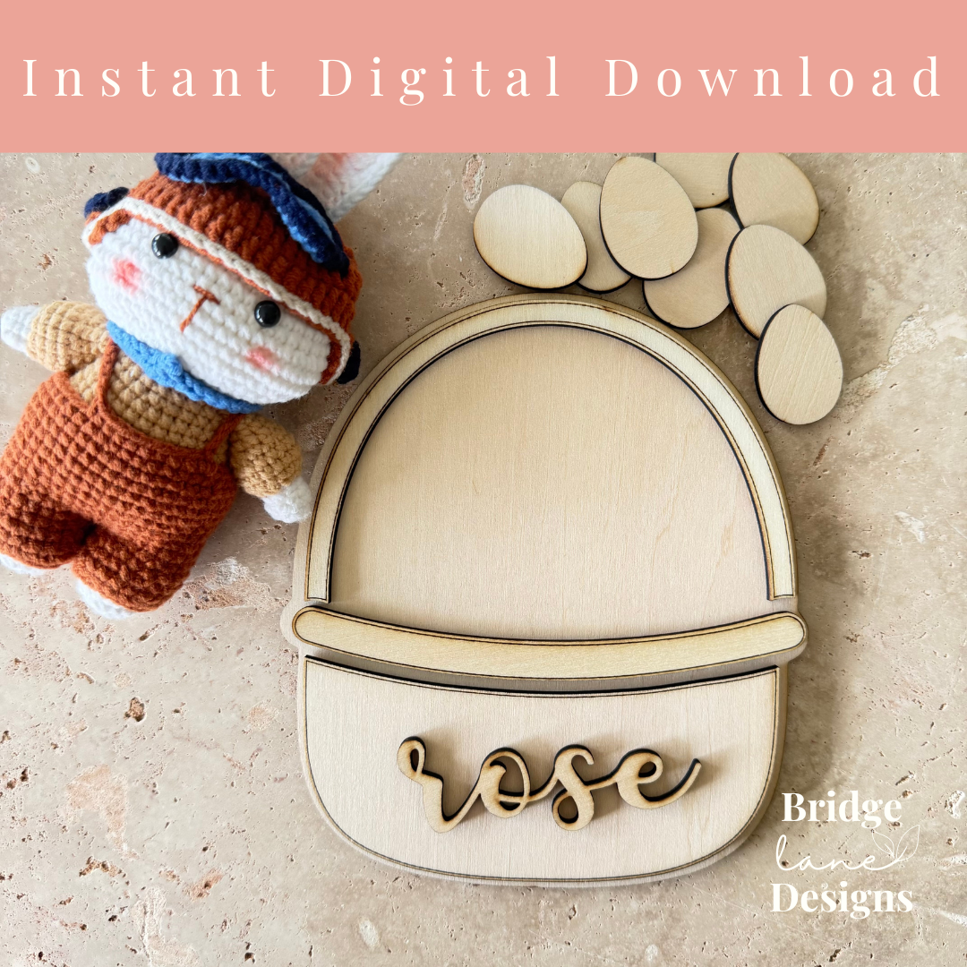 Faux Stitch Layered Easter Basket with Eggs - Digital Download