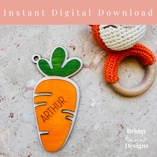 Carrot Shaped Easter Basket Name Tag - Digital Download