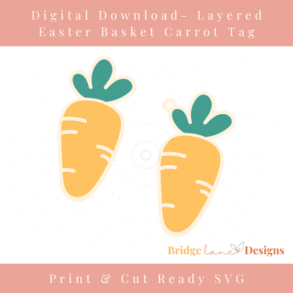 Carrot Shaped Easter Basket Name Tag - Digital Download