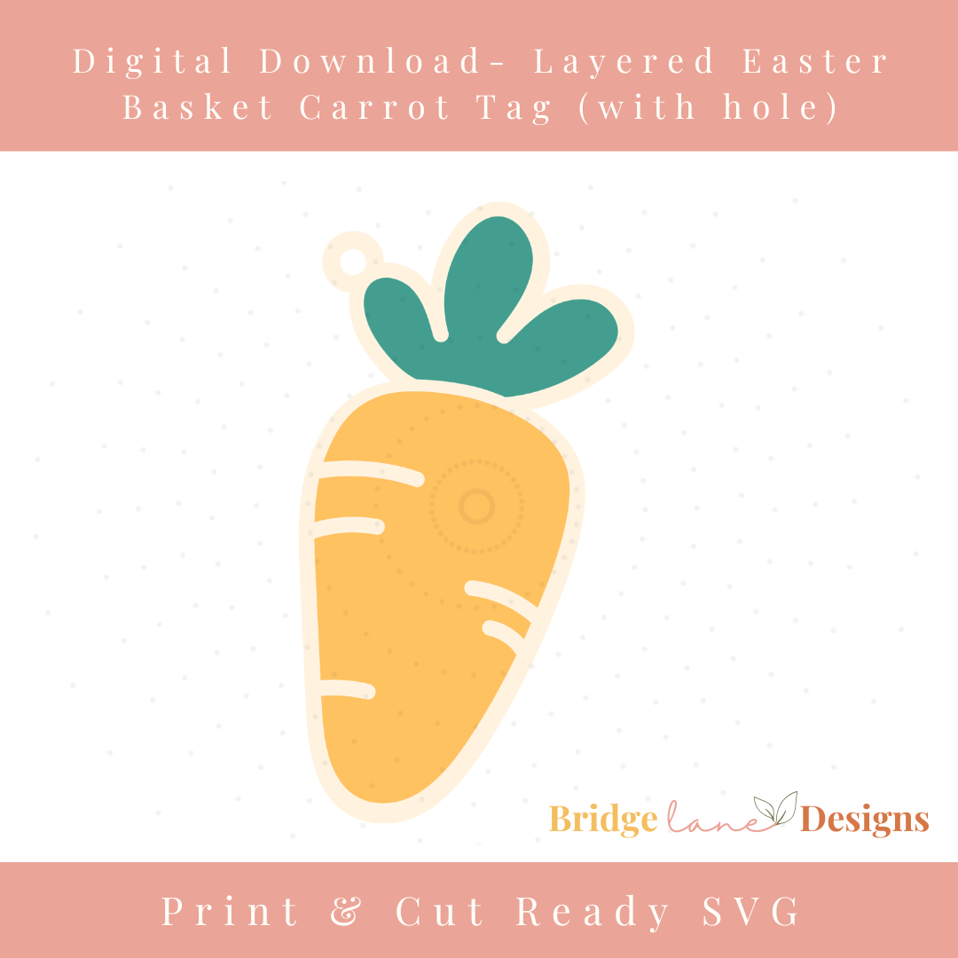 Carrot Shaped Easter Basket Name Tag - Digital Download