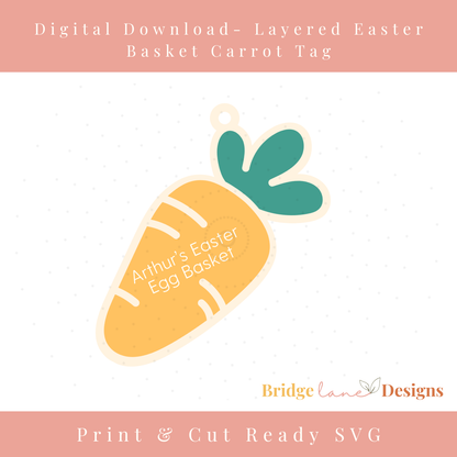 Carrot Shaped Easter Basket Name Tag - Digital Download