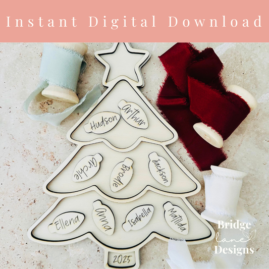 Family Name Christmas Tree Ornament - Digital Download