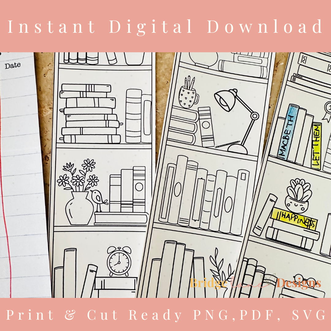 Colouring Bookshelf Bookmark Tracker - Digital Download