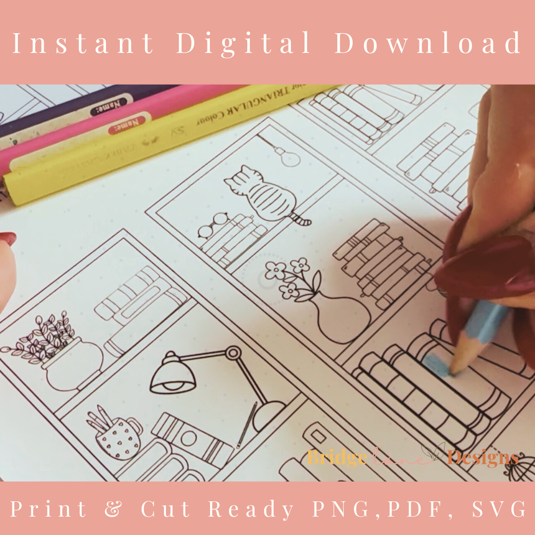 Colouring Bookshelf Bookmark Tracker - Digital Download