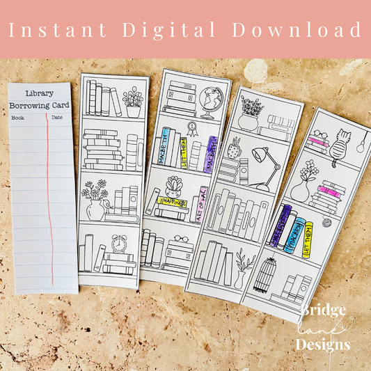 Colouring Bookshelf Bookmark Tracker - Digital Download