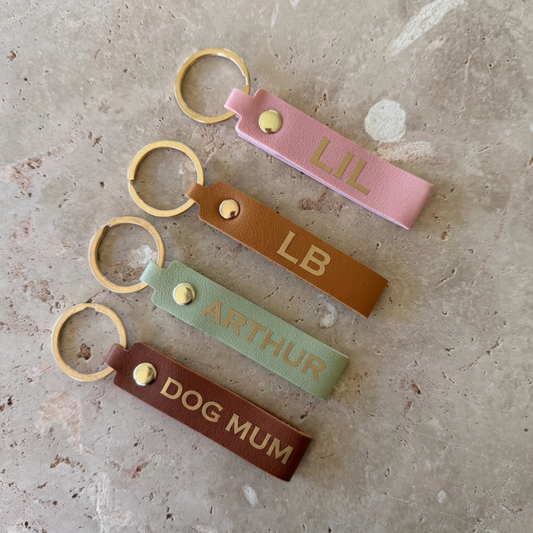 Personalised Faux Leather Keyring | Custom Name Keychain