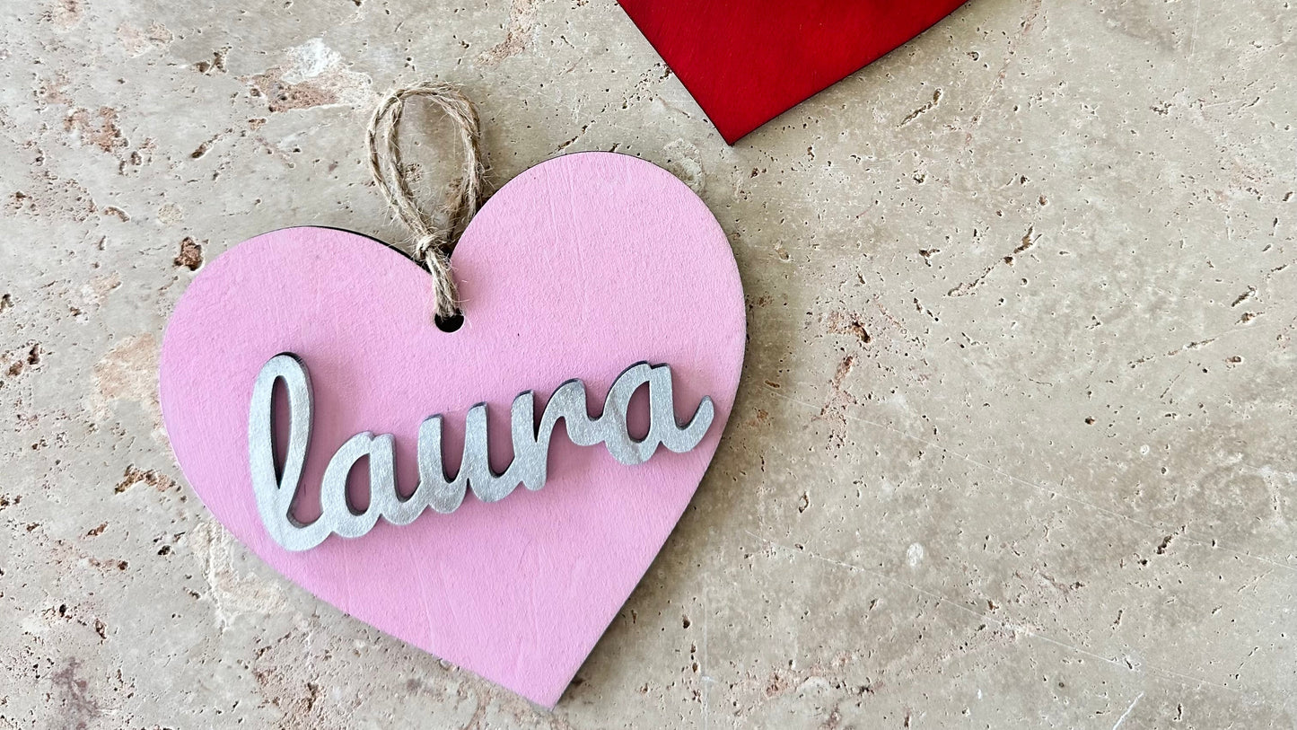 Valentine’s Day Gift Tags | Wooden Heart Name Tag