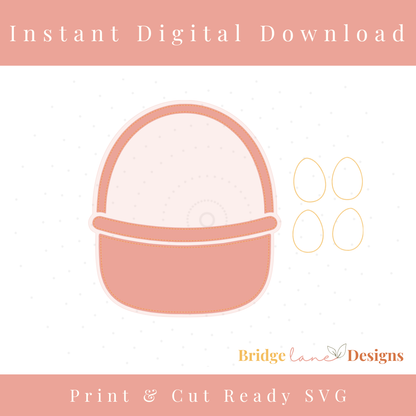Faux Stitch Layered Easter Basket with Eggs - Digital Download