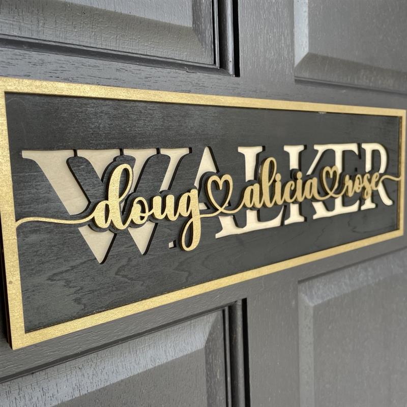 Custom Laser Cut Layered Wooden Sign