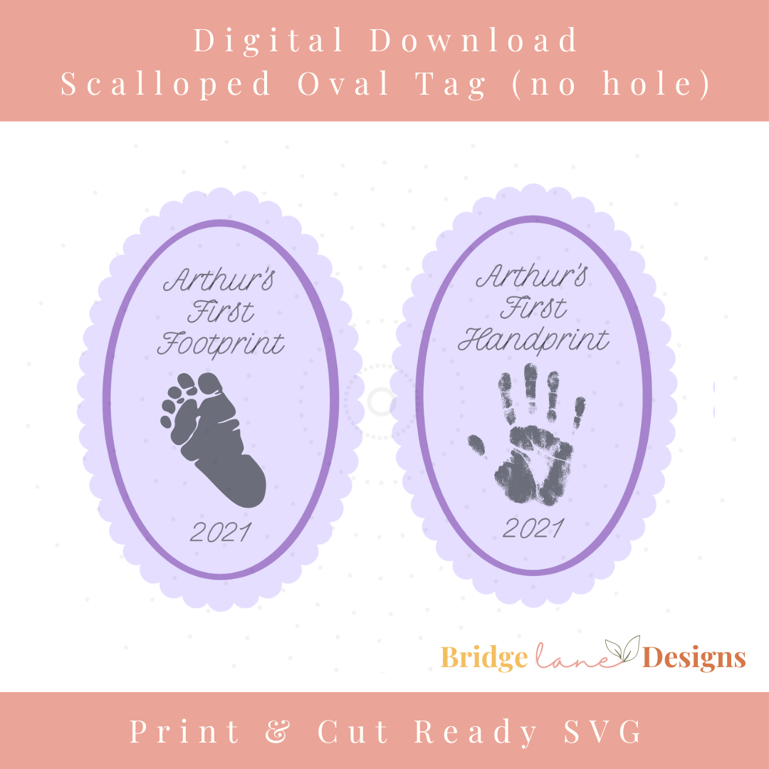 Scalloped Edge Oval Tag | Ornament Keepsake - Digital Download