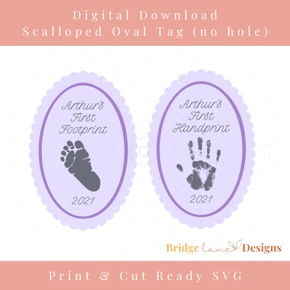Scalloped Edge Oval Tag | Ornament Keepsake - Digital Download
