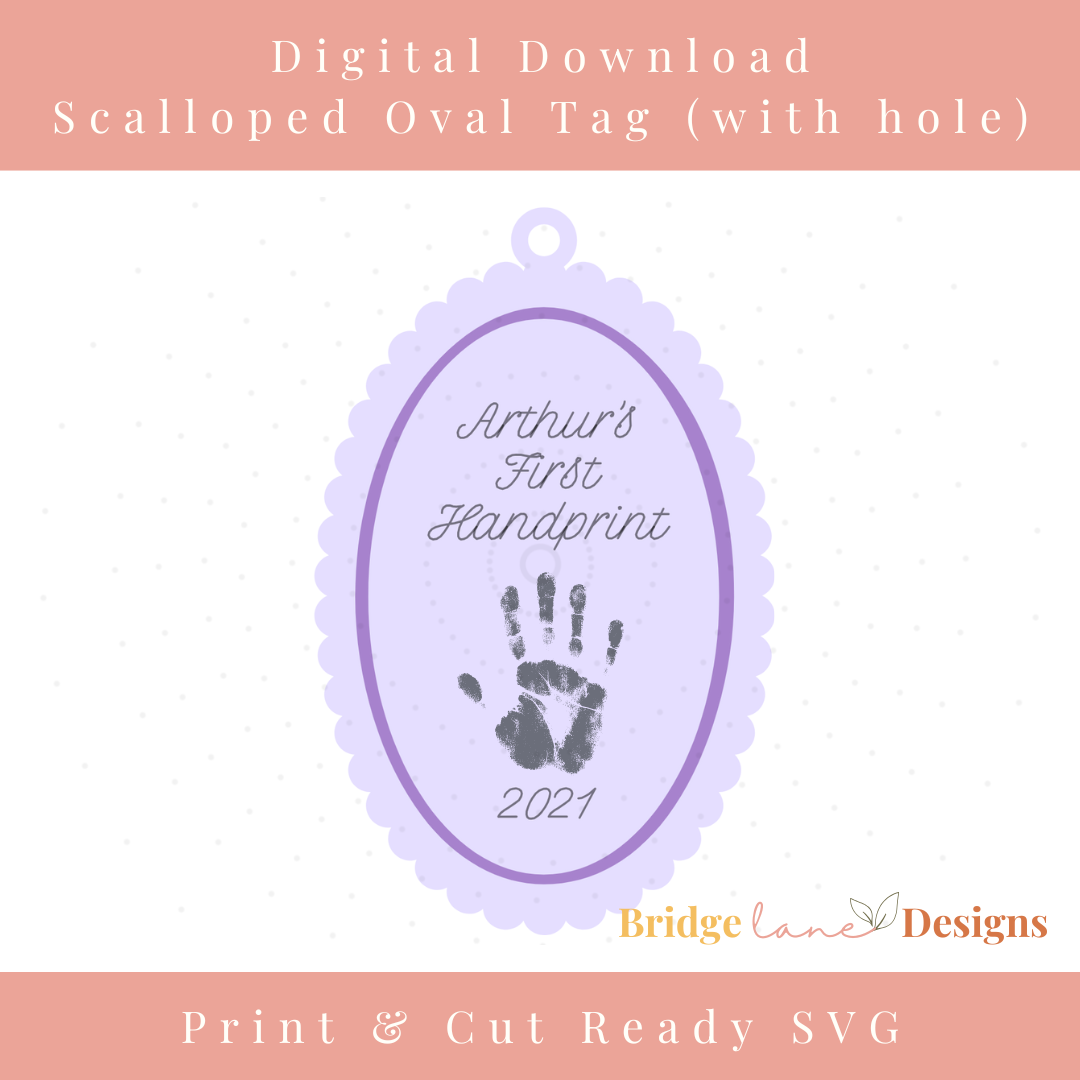Scalloped Edge Oval Tag | Ornament Keepsake - Digital Download
