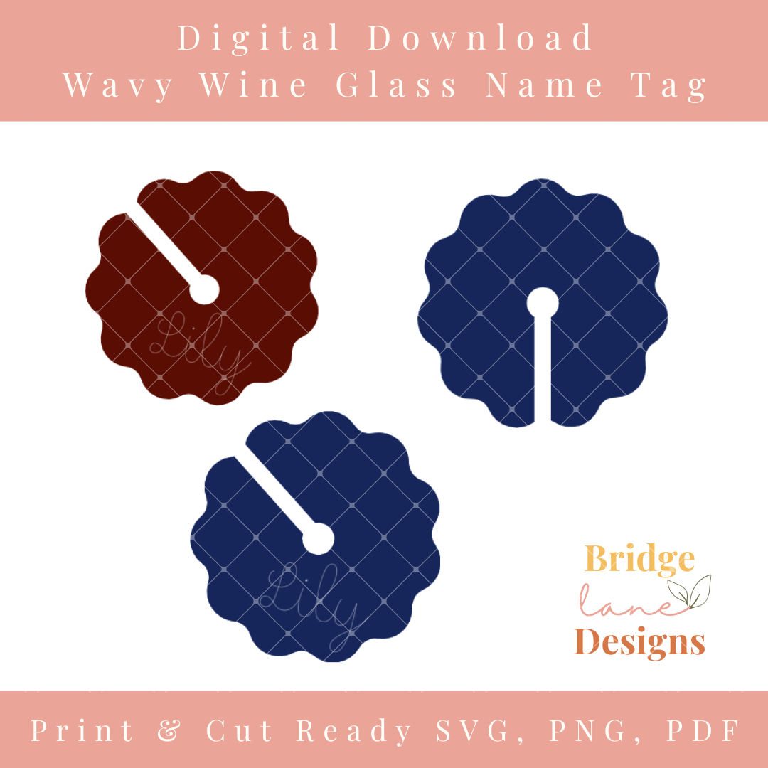 Wine Glass Name Tag - Digital Download