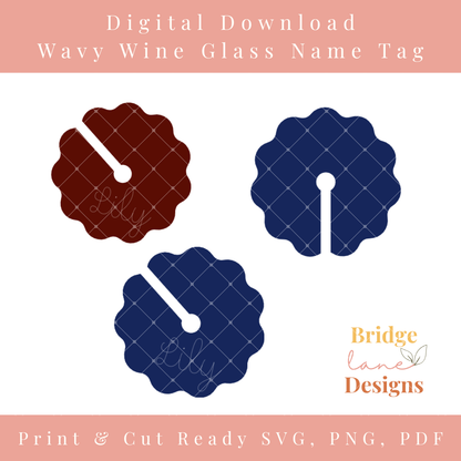 Wine Glass Name Tag - Digital Download