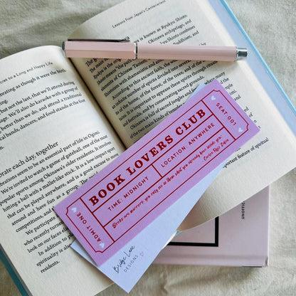 Vintage Theatre Ticket Bookmark: Book Lovers Club - Digital Download
