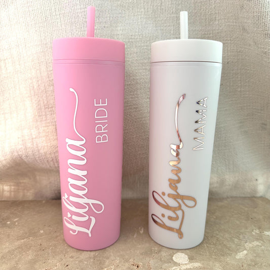 Personalised Skinny Tumbler with Straw